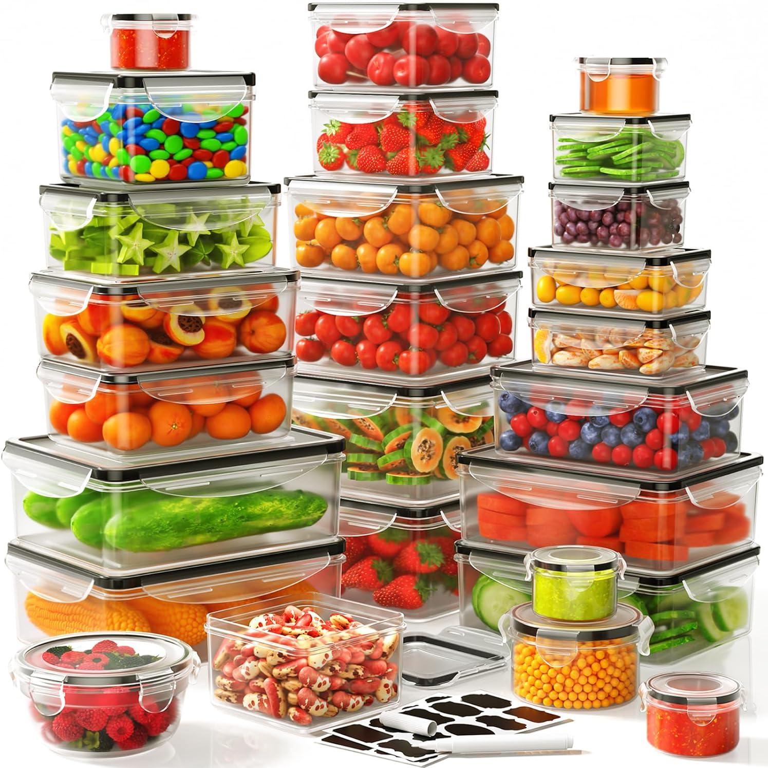 Food Storage Labels - Conjunto de 40 recipientes herméticos para