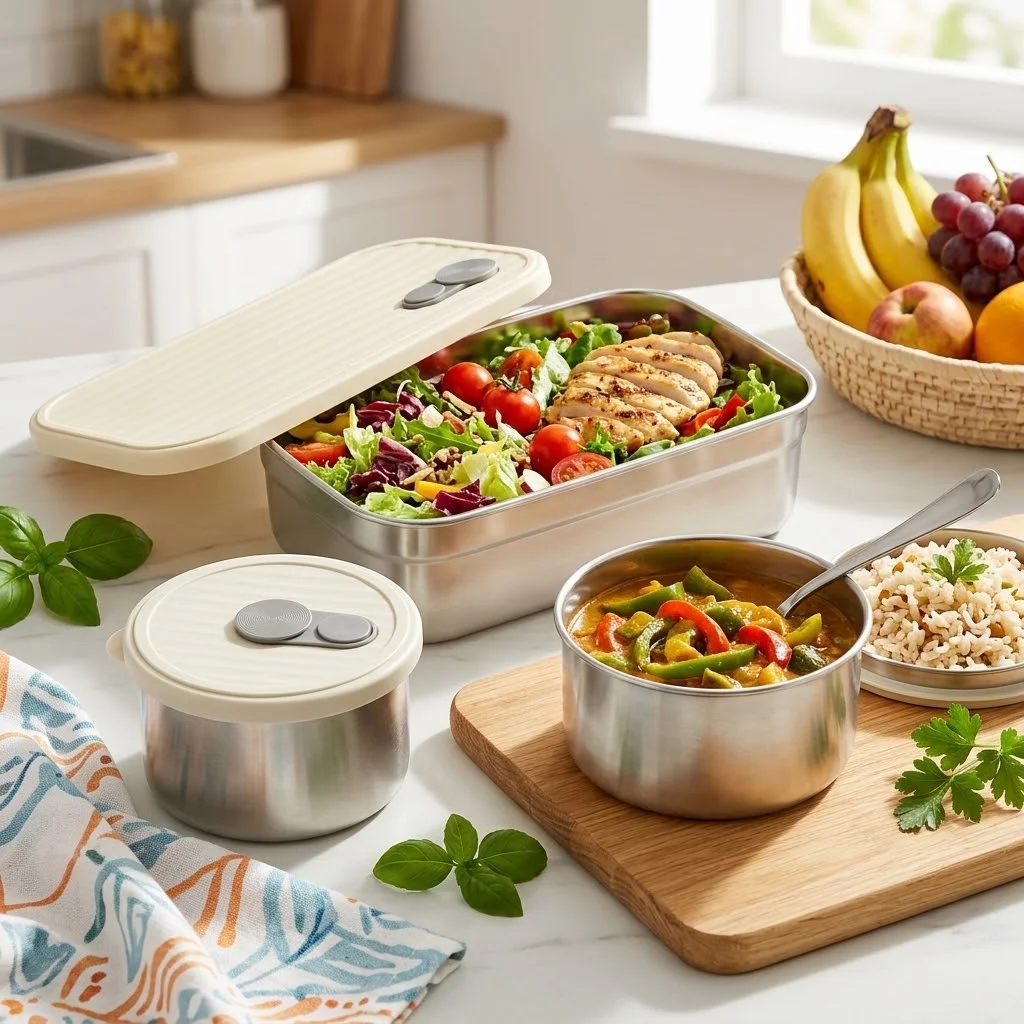 Food Storage Oven Safe - Conjunto de lancheiras de aço inoxidável