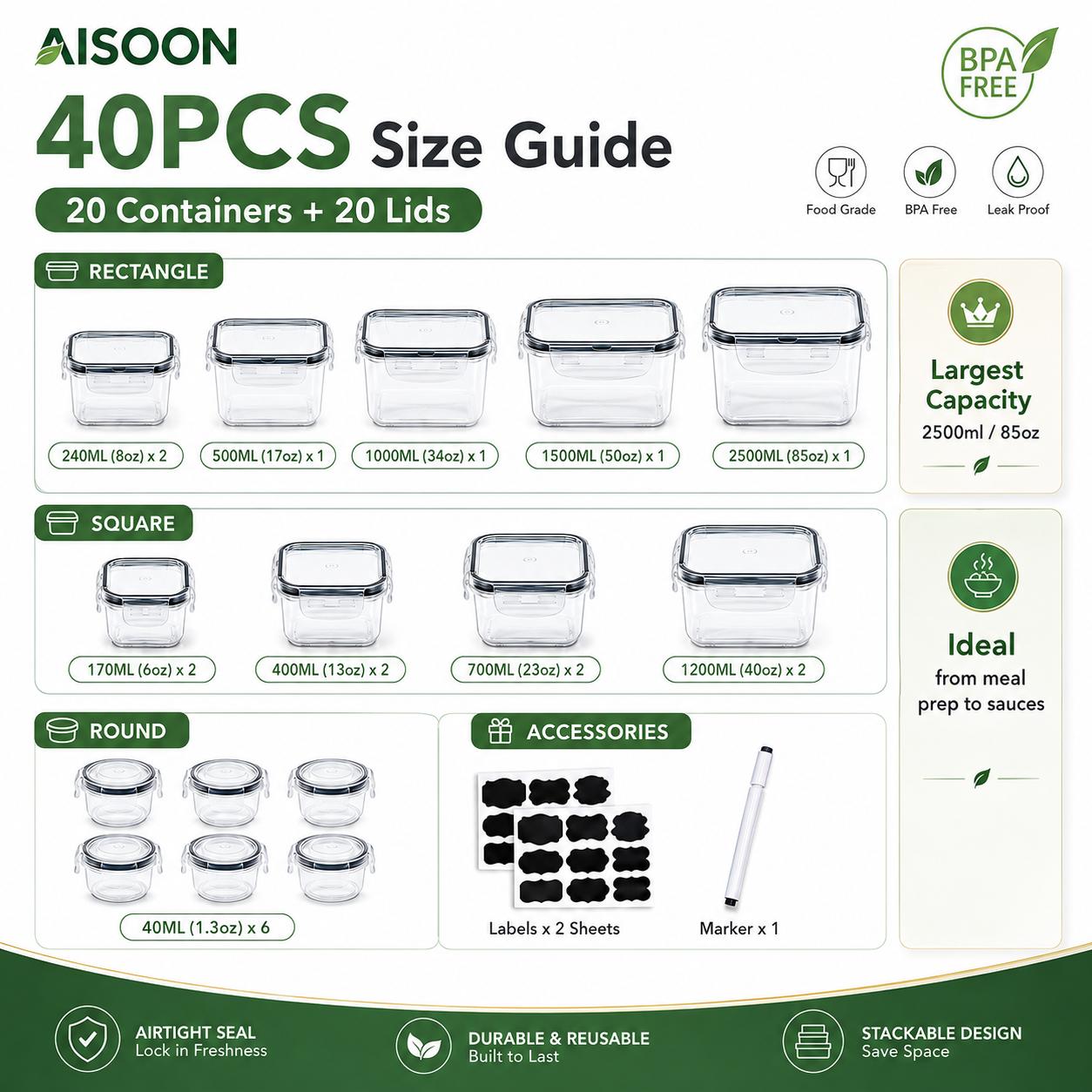 Conjunto de 40 recipientes her - Food Storage Labels avaliação e preço