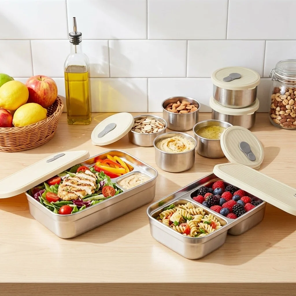 Conjunto de lancheiras de aço  - Food Storage Oven Safe avaliação e preço